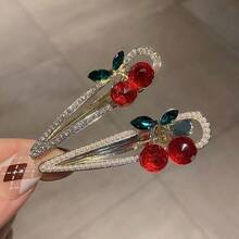 1/2 Set di adorabili fermagli per capelli color ciliegia, fermagli per capelli alla moda con cristalli e perle, fermagli per frangia, fermagli per capelli con singola parola, accessori per capelli adatti per uso quotidiano - Rosso - Visualizzare 14