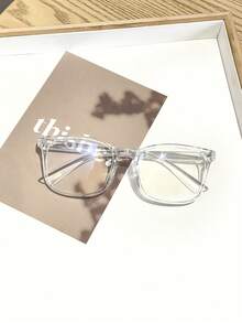 1 PC Women's Classic Square Glasses Frame Colorblock And Transparent Frame Lightweight No Pressure Suitable For Daily Casual Wear With Glasses Box - Multicolor - View 8
