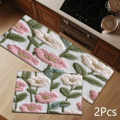 Thảm trải sàn họa tiết hoa hồng 2D, mềm mại và bền, có thể giặt được, thích hợp cho lối vào, hiên nhà, trong nhà - phòng khách, phòng tắm, phòng ngủ, phòng chơi game, phòng giặt, trang trí ký túc xá.