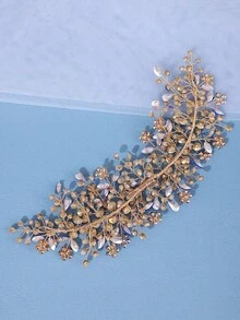 1 chiếc băng đô pha lê thanh lịch dành cho nữ, phụ kiện tóc búi cao sang trọng thủ công, vương miện cưới cô dâu, quà tặng sinh nhật công chúa. - Màu xanh lam - Xem 6