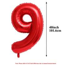 1pc Extra Large 40 Inch Red Number Foil Balloon, Birthday Anniversary Party Decoration - Red - View 2