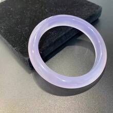 Violet White Moonlight Bracelet For Women, Ice-Clear Cat's Eye Chalcedony Bangle, High-Grade Elegant Bracelet - 芋泥波波 - 查看 4