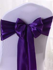 1pc Satin Ribbon Sash, Wedding Party Chair Back Decoration, Bow Tie Chair Strap - 1PC - View 4
