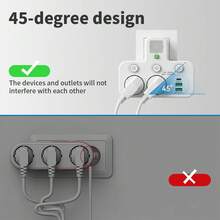 Bộ chuyển đổi ổ cắm điện mở rộng có cổng USB C và 2 ổ cắm AC, ổ cắm đa năng 2500W với công tắc riêng và đèn ngủ LED. - Phích cắm loại EU E (220-240V) - Xem 6