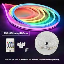 RGB IC Smart Neon Light Strip With USB Interface, Controllable Via Infrared Remote Or Smart App. Dimmable, Color-Changing, Flexible Ambient Light Strip, Suitable For Home Decoration, Game Rooms, And Festive Party Lighting. Comes With Clips For Easy Installation. - Smart Neon Light Strip - View 13