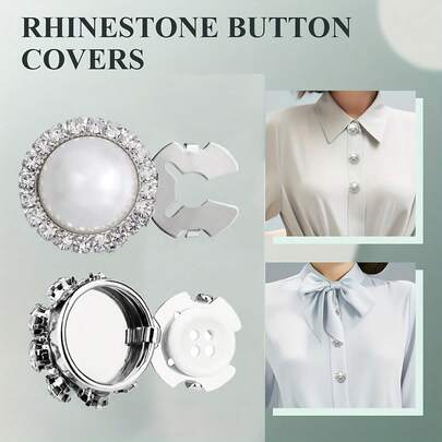 1/2/5pcs 20mm Crystal Diamond Buttons Decorations, Removable Clip-On Crystal Buttons For Women, Clothing Crystal Decor Buttons With Pliers, Suitable For Dresses, Suits, Shirts Accessories, Lead Color