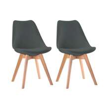 Set 2 Sillas Eames Tulip Moderna Asiento Acolchado Diseño Minimalista Elegante Interior y Exterior Negro - Gris Oscuro - Ver 1