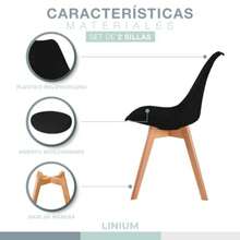 Set 2 Sillas Eames Tulip Moderna Asiento Acolchado Diseño Minimalista Elegante Interior y Exterior Negro - Gris Oscuro - Ver 5