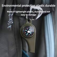 1pc 3-In-1 Emergency Whistle With Compass Thermometer, Outdoor Camping Hiking Tool, Referee Cheerleader Whistle - Multicolor - View 4