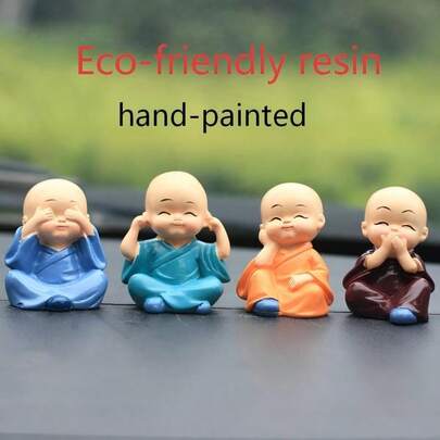 仏像デコレーション 4個セット、樹脂製禅僧の像、車、書斎、寝室、オフィス、ダイニング、寝室、ホームデコレーション、創造的な実用的なギフト、母の日ギフトに適しています