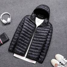 Men's Black Quilted Jacket With Hood And Long Sleeves, Filled With 90% Down. - Negro - Ver 5