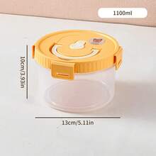 1100ML Round Transparent Plastic Lunch Box, Sealed Leak Proof Bento Box, Portable Fruit Salad Container, Microwave Heated Food Storage Container, Large Capacity Refrigerator Fruit Vegetable Preservation Box, Suitable For Students & Adults To Use At School, Office, Travel, Camping, Picnic, Back To School - Multicolor - View 20