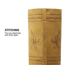 Women's Knee High Boots Pull-On Tall Shaft With Western Stitching Vintage Style Comfortable Square Toe Boots For Women - 黃色 - 查看 9