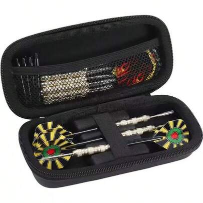 1个便携式EVA硬壳飞镖收纳盒，外壳和柔软内衬双重保护，防止飞镖掉落、漏液和刮擦，防尘，提供极致的飞镖保护和收纳方案，适用于镖尖、镖杆和镖翼，适配大多数飞镖，是飞镖爱好者的理想礼物，仅包含收纳盒。