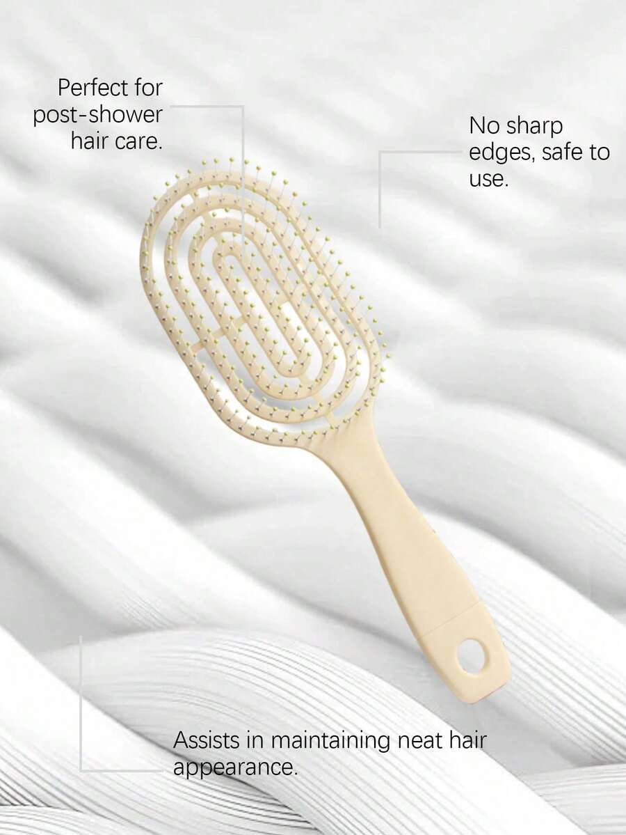 GleamXi 软毛梳，头皮按摩护发，蓬松顺滑，轻松梳理秀发 - 米色 - 查看 1