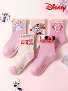 Disney 10/5 双装儿童袜子，艾莎公主冬季保暖中筒卡通袜，透气男女童校袜 - 彩色 - 查看 5