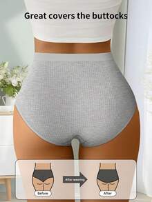 QUASTI Quần lót nữ cạp cao không đường may, chất liệu cotton co giãn, nâng mông, mềm mại, thoáng khí và thoải mái. - Nhiều màu - Xem 4