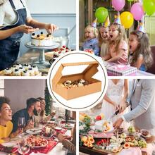 6个/2个装纸杯蛋糕盒，可装12个纸杯蛋糕，棕色带窗口和内衬，13 x 10 x 3.5英寸牛皮纸烘焙食品外盒，适用于生日、节日派对等烘焙用品 - 牛皮色 - 查看 6