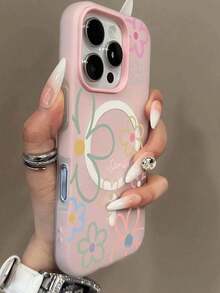 1pc Spring Flower Pattern Jelly In-1 Magnetic Phone Case, Couples Phone Case For Valentine's Day, Compatible With IPhone 17 Pro Max/16 Pro Max/15 Pro Max/13/15/16/17 Pro/14/11, Fashionable Flower Pattern Jelly In-1 Magnetic Phone Protective Case - Estilo 2 (1 pieza) - Ver 3