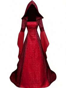 Luxury Witch Dress For Women Halloween Cosplay Costume Vintage Embroidery Gothic Renaissance Style - Green - View 7