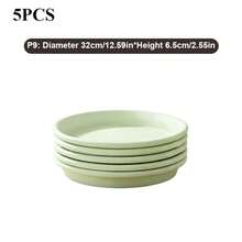 5pcs Round Plastic Flower Pots With Saucers, Leak-Proof Trays For Indoor/Outdoor Gardening, 5/6/7/8/9/11/12 Inch Sizes Available, Durable Anti-Scratch, Easy To Clean, Space-Saving, Can Also Be Used As Bird Bath Or Drip Tray, Suitable For Flower, Grass And Plant Care Enthusiasts - A - View 10