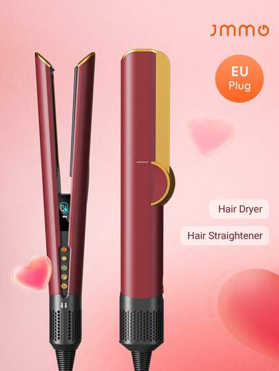 JMMO 2-In-1 Hair Dryer And Straightener, Rapid Drying Hairdryer Anion Hair Straightener Iron, Anti-Scalding Hair Dryer Brush For Home Dormitory Salon Use