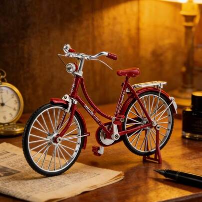 1pc 1:10 Scale Vintage Retro Bicycle Model, Miniature Old-Fashioned Bike Decor, Prop For Photography, Perfect For Model Enthusiasts, Photographers, Miniature Lovers, Home Decor, Suitable For Miniature Landscaping, Adult Crafts, Dollhouse Decoration, Desktop Decor, Office Decor, Birthday Gift