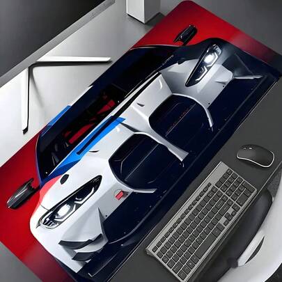 Colorful Racing Sport Car Cool Design Large Gaming Mouse Pad, Keyboard Mouse Pad,Aesthetic Desktop Drotection Pad,Washable Rubber Pad Non-Slip Lock Edge Multi-Size Mouse Pad Suitable For Home Office,Good Gift For Family And Friends Desktop Essential Mouse Pad