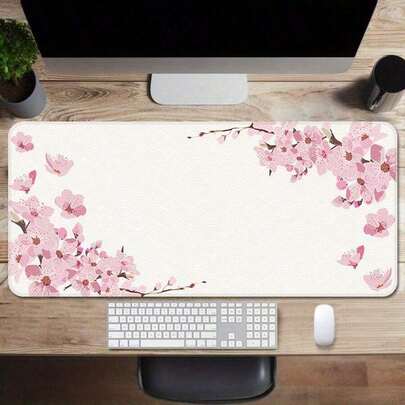 Large Pink Peach Blossom Mouse Pad, Gaming Desk Mat, Big Keyboard Pad, Washable, Rubber Non-Slip Bottom, Stitched Edge, Gift Mouse Pad, Desk Protector, Study Pad, Multiple Sizes Available, Computer Keyboard Mat, Laptop Pad Desk Accessories Office Supplies Office Office Desk Accessories Mousepad Mouse Pad For Desk