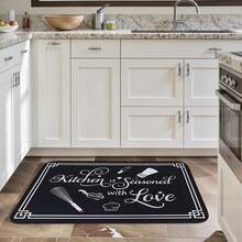 Black And White Kitchen Rugs, Non-Slip Washable Super Soft Fiber Mat, Kitchen Rules Themed Soft Pad Runner Carpet Decor Set - contracted design - View 8