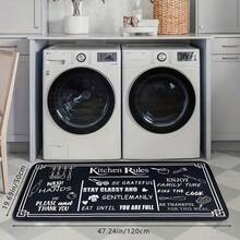 Black And White Kitchen Rugs, Non-Slip Washable Super Soft Fiber Mat, Kitchen Rules Themed Soft Pad Runner Carpet Decor Set - contracted design - View 15
