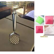 1pc Stainless Steel Potato Masher, Multifunctional Manual Food Masher Tool, Heavy Duty Potato Ricer For Smooth Mashed Potatoes, Food Preparation And Vegetable Mashing, Durable And Practical Kitchen Gadget And Essential Cooking Utensil - Silver - View 12