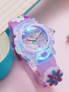 1pc/Set Unicorn Glow Jelly Watch, Multi-Color Silicone Flashing Light Quartz Wristwatch For Teens, Suitable For Daily Wear, Gifts, Year-End Promotion, Online Exclusive, Birthday Present - Multicolor - View 13