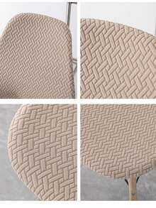 1pc/4pcs Set, Abstract Plaid Pattern, Shell Chair Cover, Full Cover, Home Goods, Universal Home Decor, Dining Chair Cover, Suitable For All Seasons, Wear-Resistant, Stain-Resistant, Anti-Scratch, Thickened, Dustproof, High Elasticity, Applicable For Rooms, Study, Etc. - Khaki - View 10
