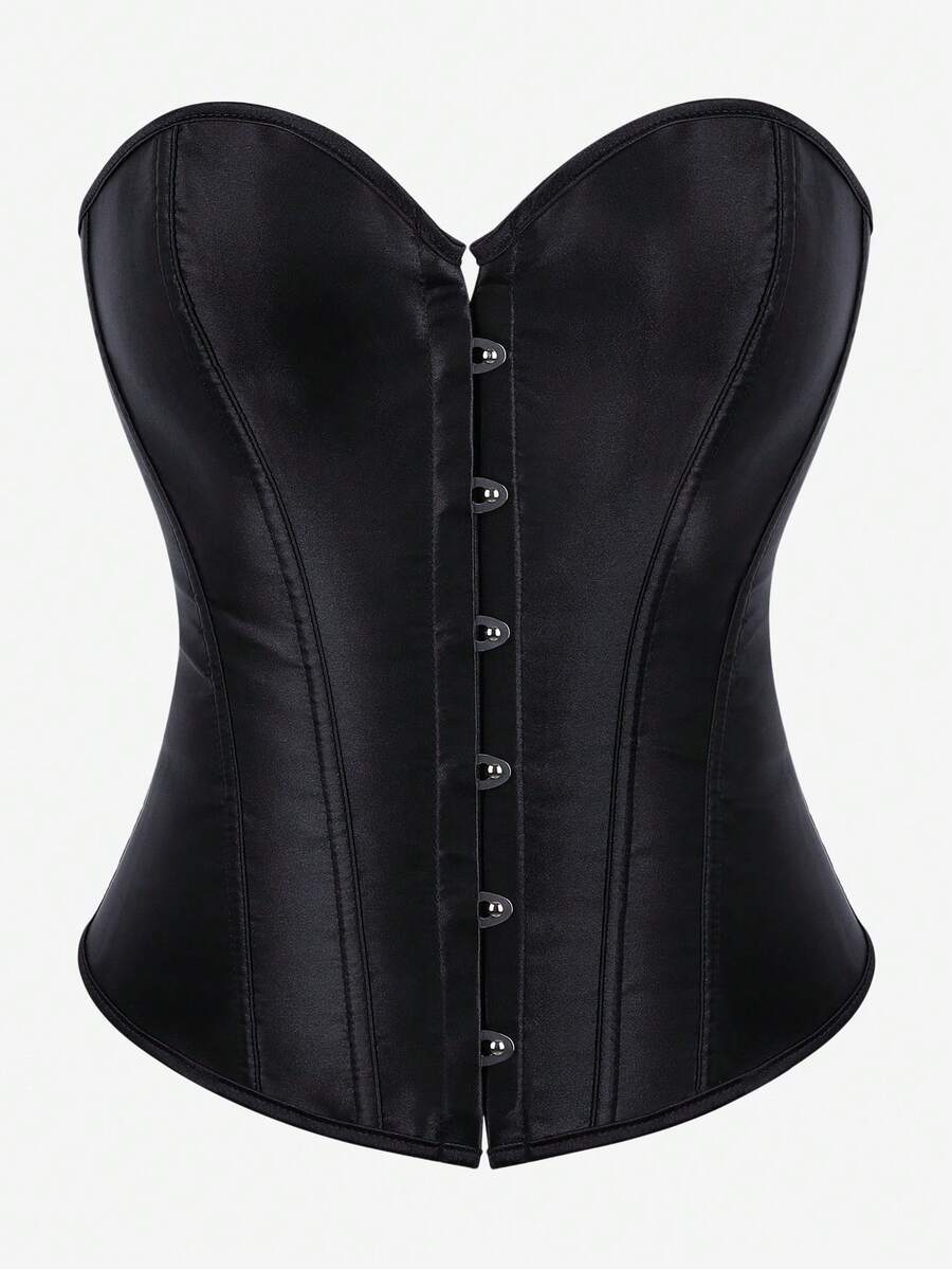 Áo corset không dây bằng satin, kiểu dáng thanh lịch cổ điển giúp định hình vòng eo, phù hợp cho các sự kiện trang trọng, tiệc tùng và những dịp đặc biệt. - màu đen - Xem 1