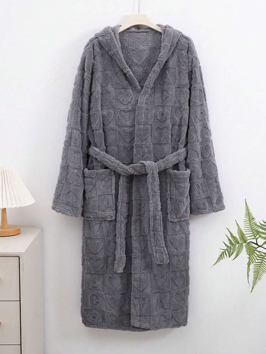 1 chiếc áo choàng tắm nam có mũ trùm đầu bằng vải lông cừu san hô, siêu mềm mại và sang trọng. - Nhiều màu - Xem 1