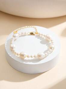 AETOLIA 1 chiếc vòng tay bạc S925 đính ngọc trai nuôi cấy tự nhiên, kiểu dáng thanh lịch, thích hợp cho nữ giới hẹn hò/cưới. - DSB045 - Xem 1