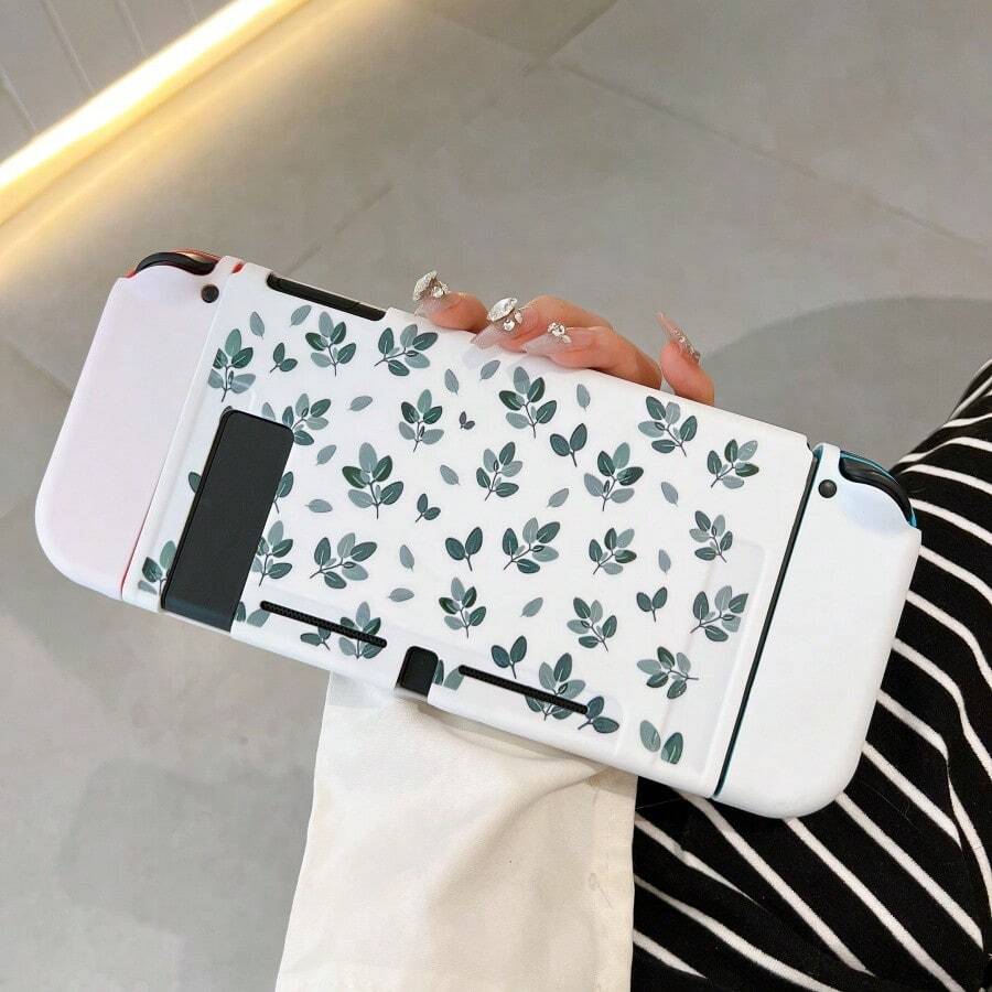 Leaf Pattern Game Console Protective Case, OLED Body Protective Shell + Controller Protective Cover