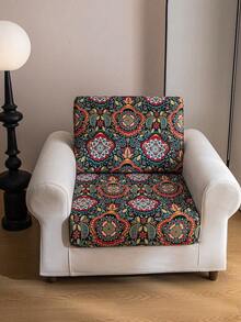 1件装牛奶丝印花弹力沙发套，宠物友好，可机洗，防污耐用防滑，节日装饰户外家具靠垫套，适用于1/2/3/4座露台沙发 - 綠色 - 查看 7