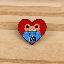 1 pieza Broche de rana, Insignia de solapa de esmalte - Insignia linda para mochilas y ropa - Negro - Ver 6