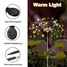 Solar Powered Firework Decorative Lights, 8 Lighting Modes, Suitable For Yard/Garden/Villa Pathway Outdoor Lighting, Smart Sensor - Light Sensor And Auto Brightness Adjustment - 地插煙火燈 - 查看 9