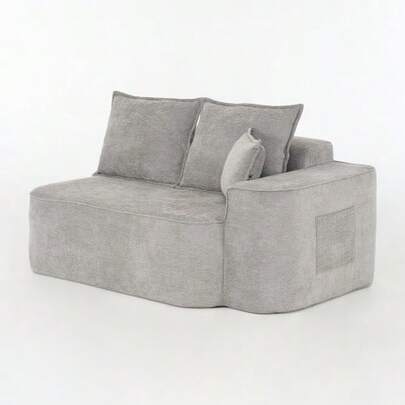 Comfortable 2-Person Sofa, No Assembly Required, Soft Sofa With Cushions And Side Pockets.