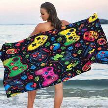 1pc Colorful Handle Pattern Beach Towel, Super Soft Fiber Summer Beach & Bath Towel - 1 - View 6