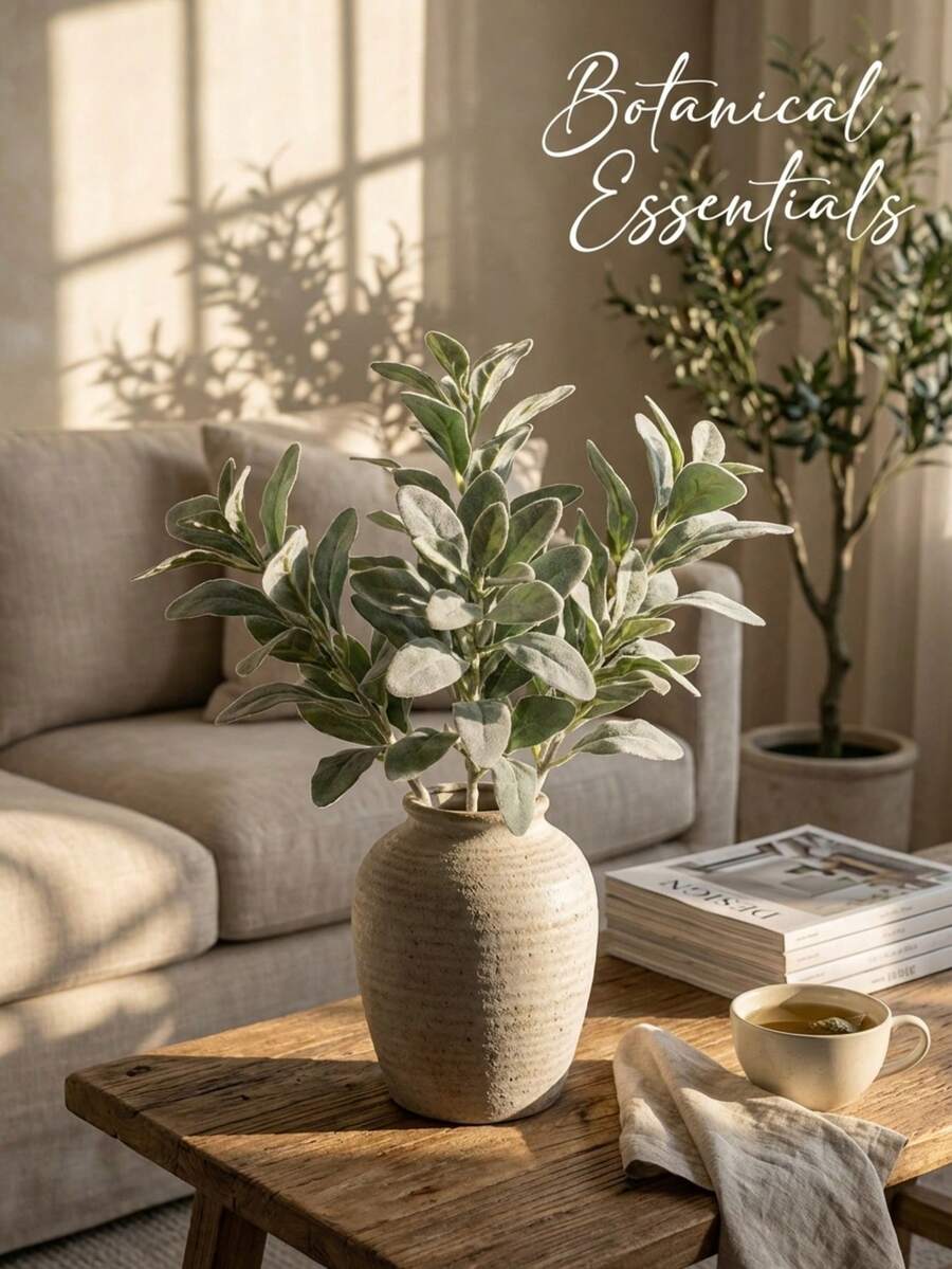 1 pezzo Stelo finto di orecchio di agnello, pianta artificiale floccata, foglie finte, adatto per casa, matrimonio, fai da te, composizioni floreali, decorazioni autunnali, decorazioni per la stanza, decorazioni per la scrivania, decorazioni per il giardino, regalo di San Valentino, regalo di compleanno, regalo di laurea - Multicolore - Visualizzare 1