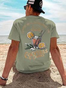 SU ER Men's Fashionable Printed Short Sleeve T-Shirt | Exquisite Design | Summer Essential | Easy To Match, Showcasing Your Style - Olive Green - View 2