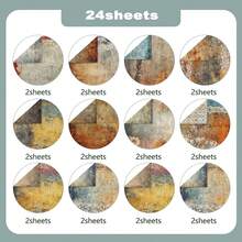 24 piezas de papel decorativo con estampado por ambos lados de 6x6 pulgadas, adecuado para álbumes de fotos hechos a mano, elaboración de tarjetas, scrapbooking, diarios de balas, collages, tarjetas de felicitación y manualidades - Multicolor - Ver 13