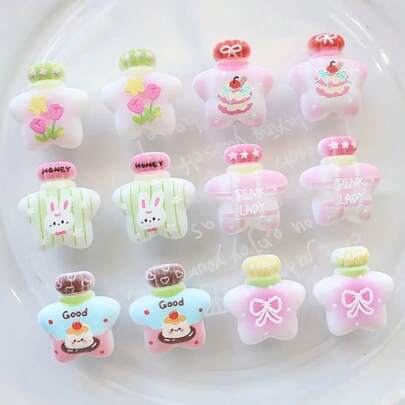 5/10/15 hạt hình ngôi sao dập nổi hình chai ước nguyện với bề mặt mờ, dùng để làm phụ kiện điện thoại, móc treo xe hơi.