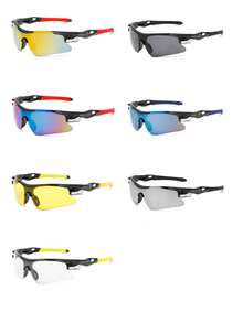 1 Pair Fashionable Multi-Color Large Frame Outdoor Sports Goggles, Adult Windproof Sandproof Mountaineering Cycling Goggles, Mountain Bike Riding Goggles, Driving Goggles, Outdoor Cycling Accessories, Fishing Goggles - Multicolor - View 3