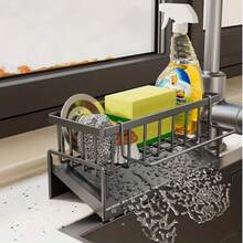 Kitchen Sink Sponge Draining Rack, Self-Draining Kitchen Sink Organizer, Sink Rack, Can Hold Dish Brushes, Rags, Soap, Scrubbing Accessories, Baskets And Containers For Kitchen Storage. - Multicolor - View 4