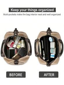 1个毛毡手提包收纳袋，大号拉链隔层内袋，适用于托特包和单肩包的钱包收纳袋 - 彩色 - 查看 3